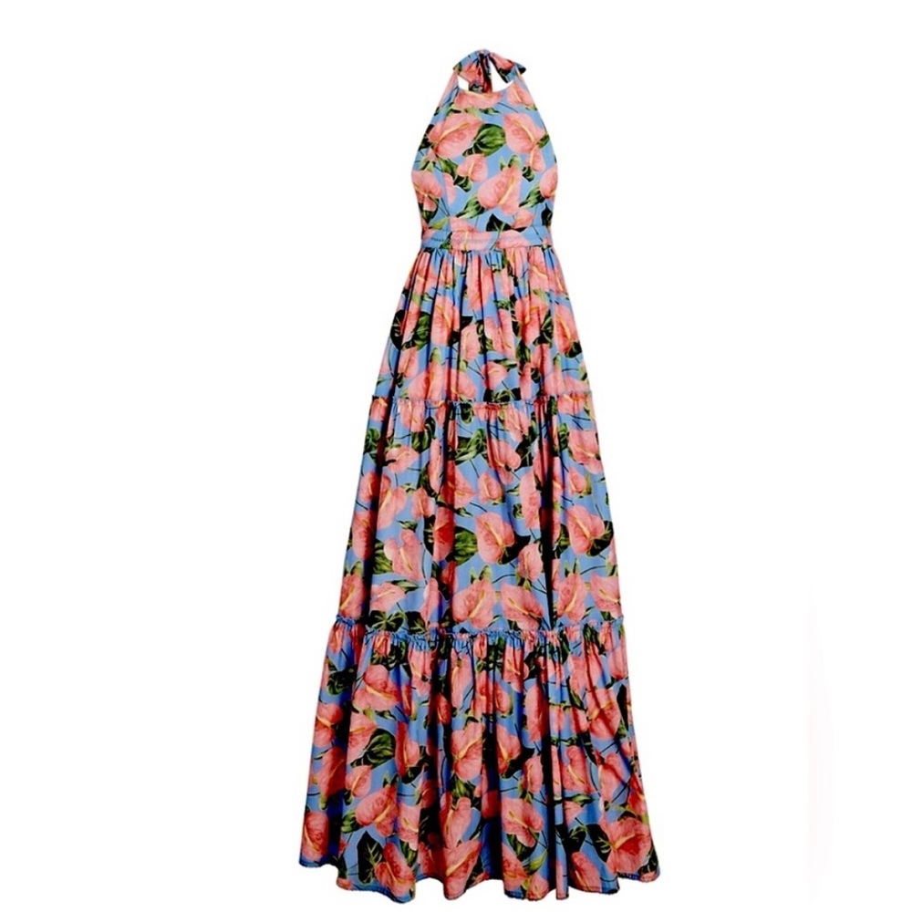 <SOLD> Agua by agua bendita naranja halter maxi in size small